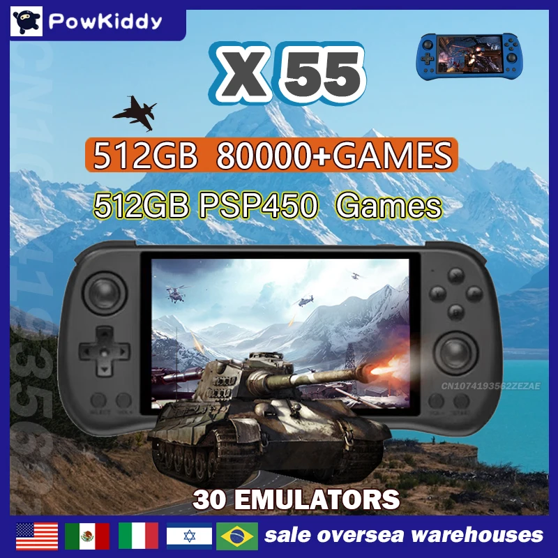 Retro Gaming Upscaler - 80000Games 512G POWKIDDY X55 5.5INCH IPS