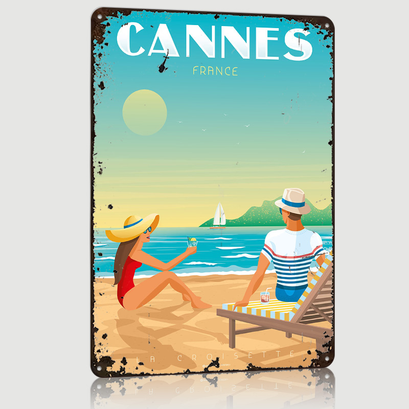 Retro Gaming France - Cannes France Poster Customized Vintage Metal