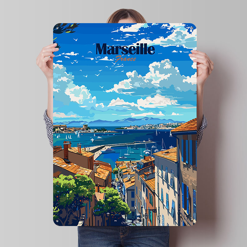Retro Gaming France - Marseille France Travel Tinplate Poster Custom