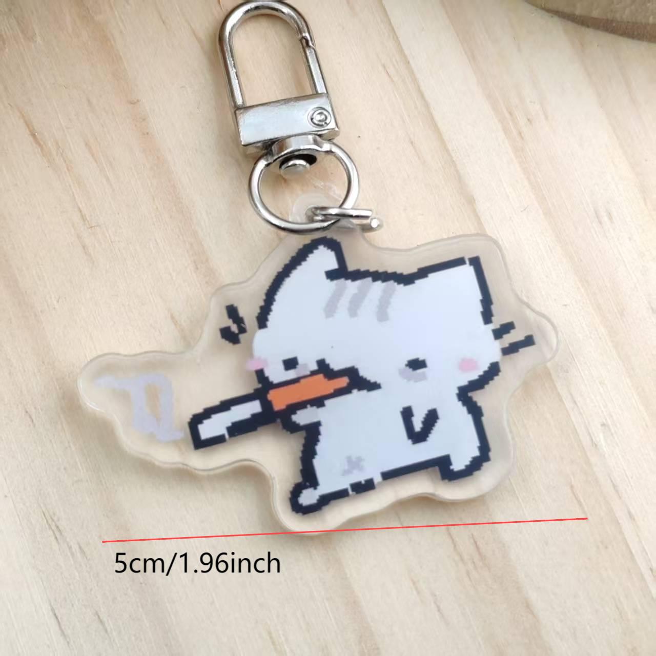 2d Flat Pixel Cat Keychain - G - Retro Gaming Gifts review and price