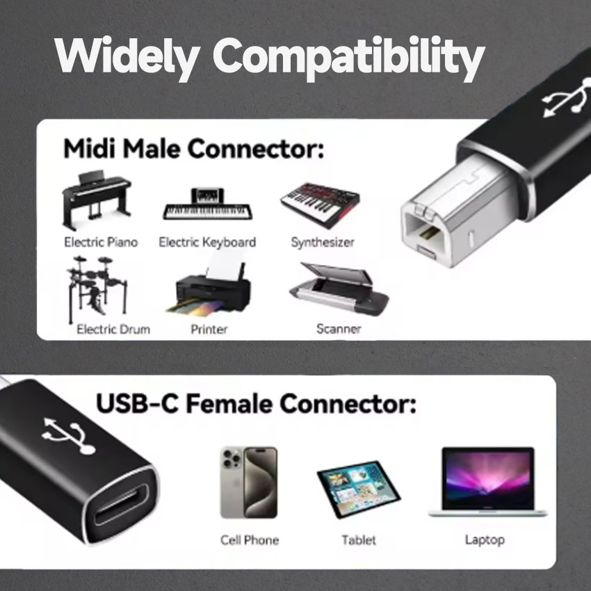 1PC USB C To USB  2.0 For MIDI - Controller Adapter Usb review and price